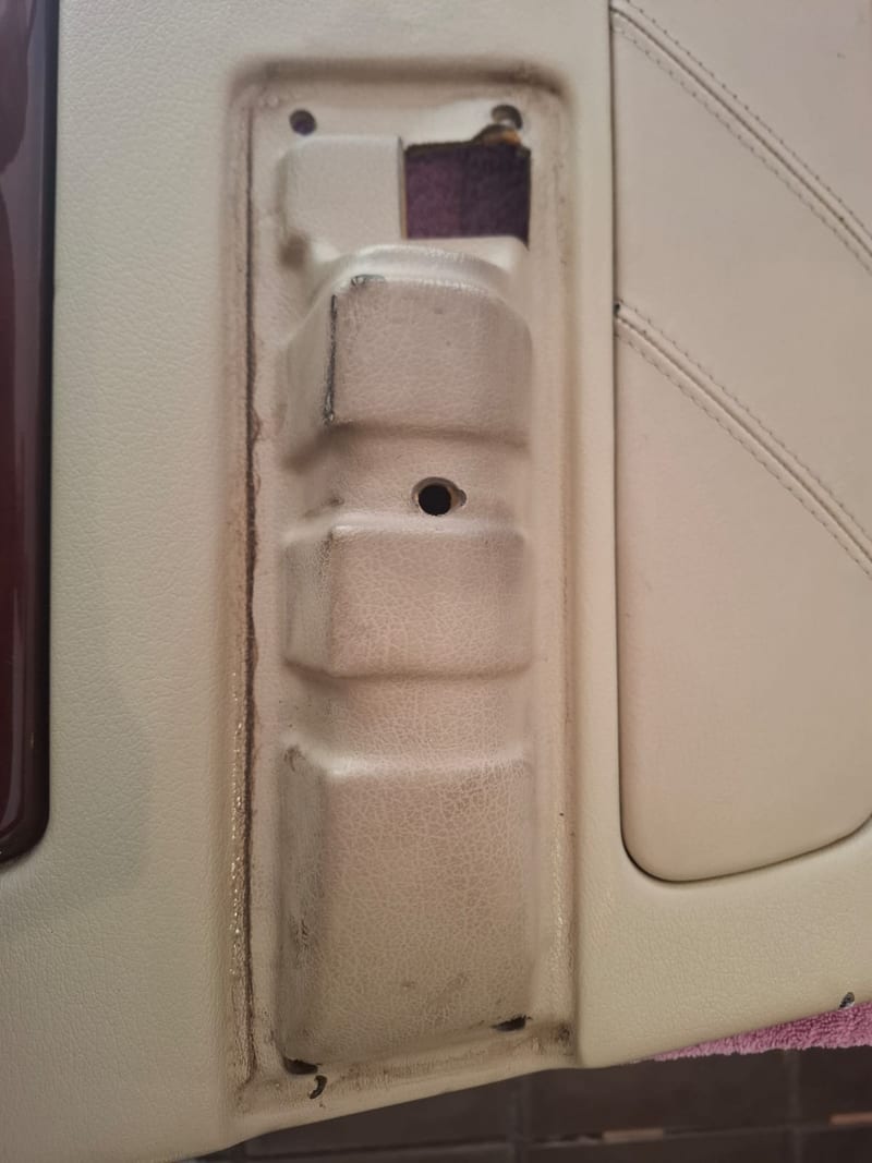 Car interior switch recess before detailing — dirt and grime, Johannesburg North
